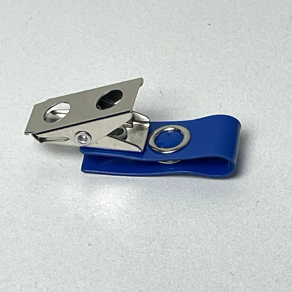 112 Pack Premium Badge Clips with Blue Vinyl Strap & Metal Clip